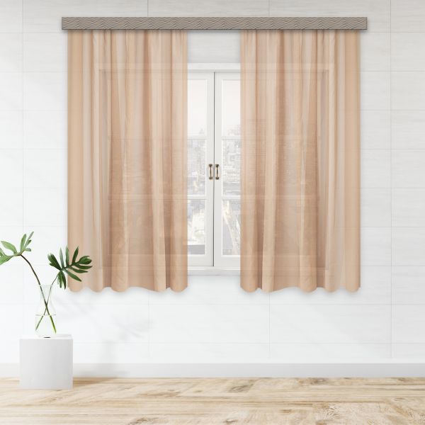 Set of curtains for the kitchen tulle linen 100*180 2pcs cocoa