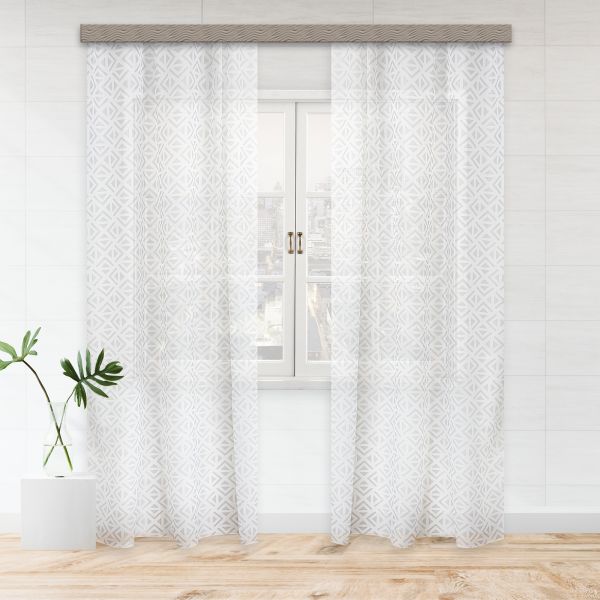 Set of curtains for the kitchen tulle triangle 110*260 2pcs gray
