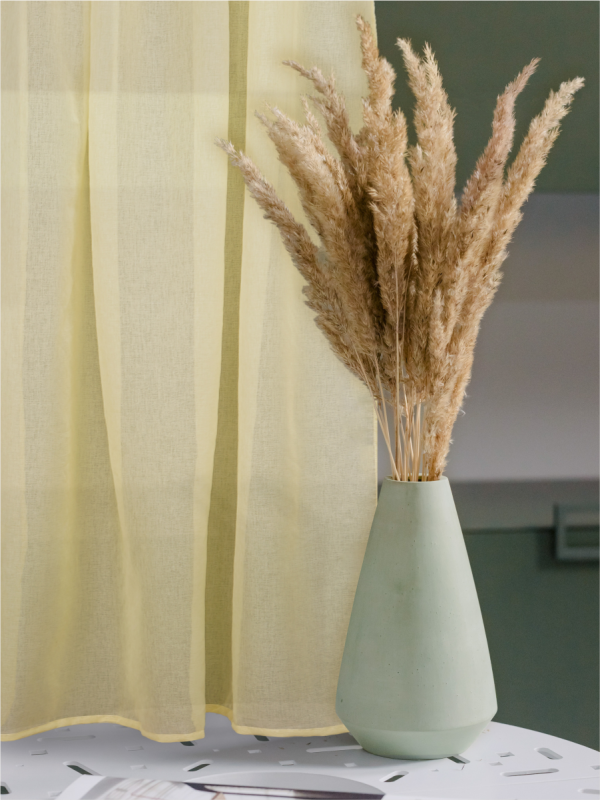 Set of curtains for the kitchen tulle linen 100*180 2pcs yellow