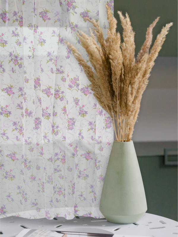 Curtain veil print lilies 140*145 cm lilac
