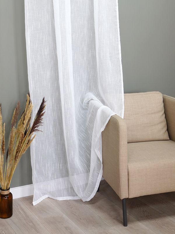 Curtain Tulle linen Wave white 150*260